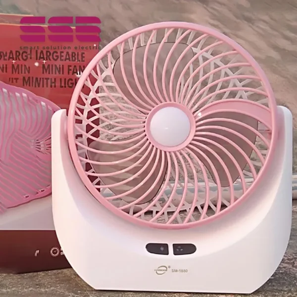Lithium rechargeable mini table fan with LED light -1880